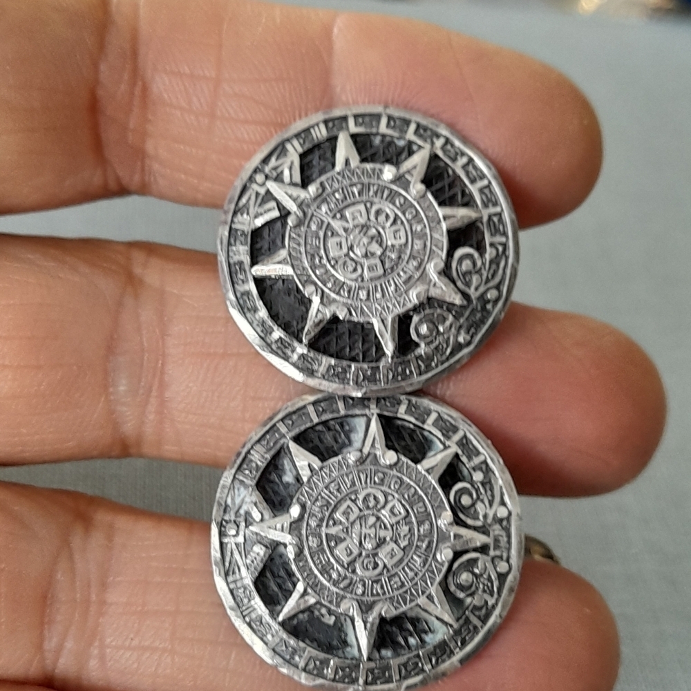 925 Sterling Silver Calendar Cufflinks Mexico - Picture 8 of 8